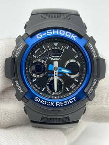 【2586】美品 CASIO カシオ G-SHOCK ジーショック AW-591-2A メンズ デジアナ 腕時計 ブラック×ブルー ラバーベルト ステンレス 稼働品