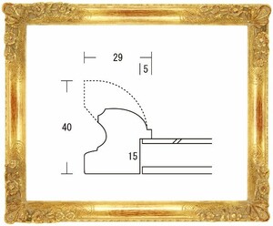 水彩用額縁 木製フレーム 珠小菊水彩 サイズＦ6号