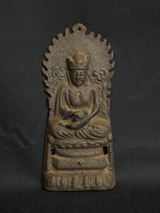 古い 鉄製 仏像 掛仏 懸仏 高さ約20.5cm 信仰