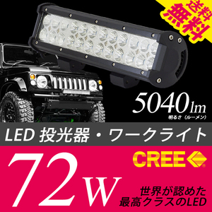 LED ワークライト 作業灯 投光器 前照灯 補助灯 デイライト CREE 72W 5040Lm 12V/24V対応 車 小型船舶 国内検査後出荷 宅配便 送料無料