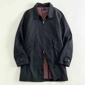 ○ 38L23 FRED PERRY フレッドペリー スイングトップ コート ジャケット S ネイビー ブルゾン 羽織 チェック 月桂樹 ワンポイント刺繍