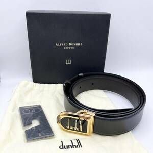 [A081/74] ダンヒル dunhill A/D ゴールドカラーバックル メンズ レザー ベルト ブラック