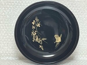 【 合口文庫 】会津塗 萩とうずら 伝統工芸品 漆芸 木製 菓子鉢 ボール 物入れ 収納 箱 約 直径 23.0㎝ × 横24.5㎝×厚さ6.0㎝ ■ 英482