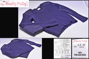 THE WOOLLY PULLY ★ ウーリープーリー ★ Vネック セーター ★ ネイビー ★ UK42 ★ 100% PURE NEW WOOL ★ イギリス軍 ★ 軍用 ★ 中古品