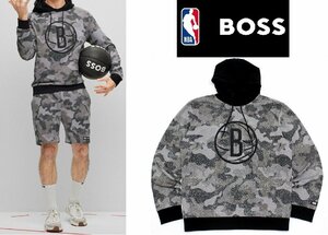 4万新品◆XL◆ボス BOSS×NBAコラボ BROOKLYN NETS カモフラージュプリントフーディースウェットプルオーバー『W_Camo_NBA』1円