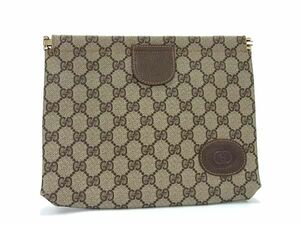 1円 ■美品■ GUCCI オールドグッチ 67 039 5229 ヴィンテージ GG柄 インターロッキングG PVC クラッチバッグ ブラウン系 BG8202