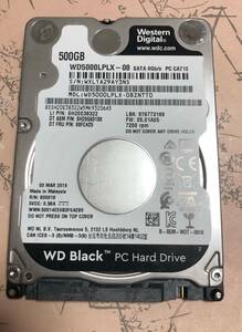 Western Digital 2.5 SATA 500GB 薄型7mm 7200RPM WD5000LPLX 動作品