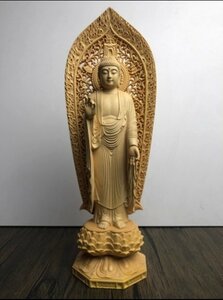 最新作★極上の木彫★仏像★彫刻 木彫　阿弥陀仏立像★高28cm