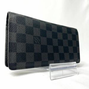 1円【美品】LOUIS VUITTON ルイヴィトン ダミエ グラフィット ポルトフォイユ ブラザ 長財布 二つ折りエクリプスN62665 メンズ ブラック 黒