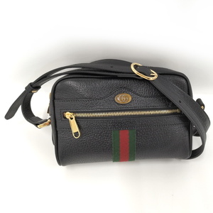 【中古】GUCCI オフィディア ショルダーバッグ シェリーライン レザー ブラック 517350