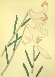 模写 熊谷守一 「笹百合」 版画 (3)
