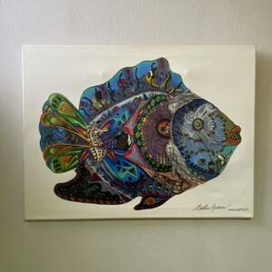 【アート ハッピー ブルー フィッシュ】マリンアート 熱帯魚 heathen Amduy Happy Blue Fish 1 of 50 60cm×80cm