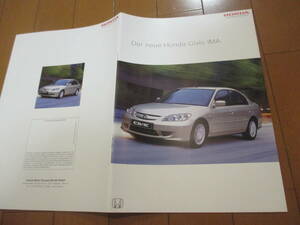 庫34653　カタログ ■ホンダ●外国語　Der　neue　Honda　ＣＩＶＩＣ　IMA　シビック●2004.3　発行●25　ページ