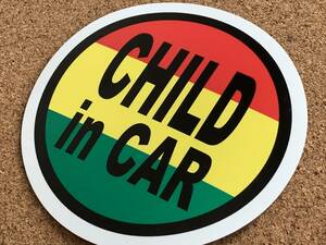 BC-mg●ラスタカラー レゲエ CHILD in CAR 【マグネット】 10cmサイズ●子ども 車に乗ってます☆キッズ 円形 丸型 ジャマイカ ボブマーリー