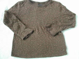 95 babyGap 長袖Tシャツ 茶色 ドット柄 着丈33cm