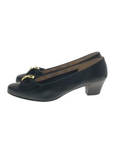 Salvatore Ferragamo◆ヒールパンプス/ヴァラリボン/ガンチーニ/チャンキーヒール/US6.5/BLK/レザー/60431/