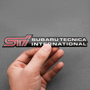 【送料込】STI 3Dエンブレムプレート 縦2.8cm×横16cm×厚1ｍｍ アルミ製 スバル SUBARU