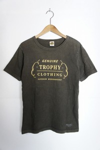 正規 TROPHY STANDARD SPORTSWEAR トロフィークロージング 半袖 プリント Tシャツ カットソー 茶 S 本物 519N