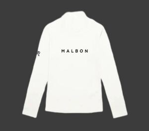 長袖Lサイズ　マルボン Malbon ゴルフ　スクリプトモックネックシャツ　白