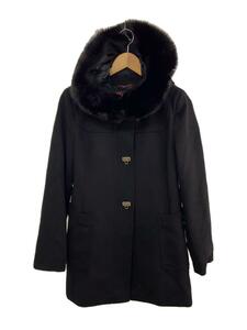 MAX MARA STUDIO◆ダッフルコート/38/ウール/BLK/フォックスファー