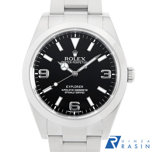 ロレックス エクスプローラーI 前期型 ブラックアウト 214270 ブラック G番 中古 メンズ 腕時計　