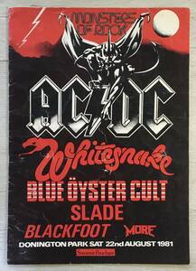 MONSTERS OF ROCK 1981 プログラム AC/DC WHITESNAKE BLUE OYSTER CULT UK製