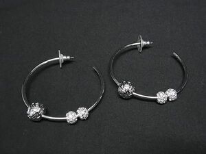 1円 ■美品■ SWAROVSKI スワロフスキー ラインストーン フープ ピアス アクセサリー レディース シルバー系 CE0460