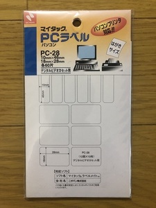 NICHIBAN マイタックＰＣラベル　PC-28 10mm×46mm 18mm×28mm　各60片　デジタルビデオカセット用　新品未使用