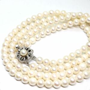 《アコヤ本真珠2連ネックレス》M 43.2g 約5.5-6.0mm珠 約40cm pearl necklace ジュエリー jewelry DC0/DE0
