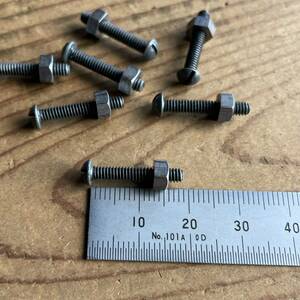 *即決*鉄30本*W 1/8×20mm＊マイナス丸頭＊ボルトネジとナット*古道具*希少*DIY*生地*3mm*１分*アンティーク＊