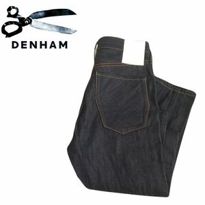 新品未使用 濃紺極上 最高級 DENHAM SKIN 立体縫製 テーパード リジット デニムパンツ ジーンズ ジーパン W29 デンハム 2404268
