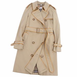 極美品 バーバリー BURBERRY コート トレンチコート 裏チェック パイピング 英国製 アウター レディース UK4 ベージュ cf02dn-rm08f09062