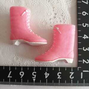 2r0104 人形用 ピンク 編み上げ　ブーツ リカちゃん ブライス ジェニー 1/6ドール　靴　シューズ　ショートブーツ 