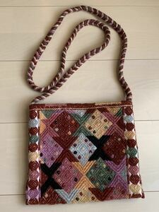 メキシコ　ショルダーバッグ 織物　ラグ　手織り　ウール　バッグ　ハンドメイド　エスニック　幾何学　オアハカ　草木染め