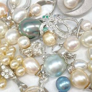 エメラルド付き!!■パールペンダントトップ23点おまとめ■m 約46.5g pearl あこや 淡水 貝パール accessory pendant jewelry silver CE0