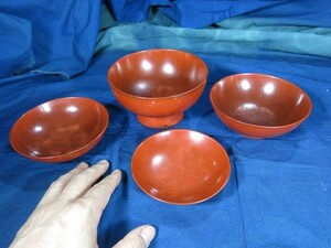 根来四つ碗　江戸時代初期～前期　漆工　塗り物　漆器　