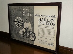 1962年 USA 洋書雑誌広告 額装品 Harley-Davidson FLH Duo-Glide Panhead ハーレーダビッドソン デュオグライド ( A3・雑誌見開きサイズ ) 