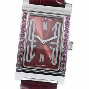 ブルガリ BVLGARI RT39S レッタンゴロ ロードライトガーネットベゼル クォーツ レディース 箱・保証書付き_753034【ev10】