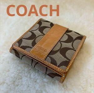 ☆ COACH ☆ コーチ シグネチャーキャンバス 本革 ハーフウォレット