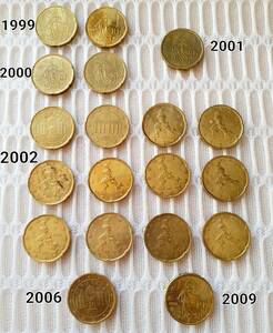 外国 ドイツ/フランス/イタリア/オーストラリア (1999-2009) 20ユーロセント 黄銅貨 (19枚)