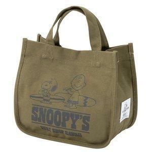 スヌーピー SNOOPY チャーリーブラウン ミニ トートバッグ カーキ サーフショップ ハワイ キャンパス生地 限定 SURF SHOP HAWAII