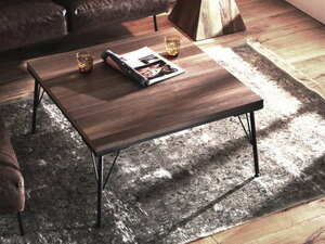 80×80 正方形 フラットヒーター こたつ コタツテーブル ソファテーブル 男前 ブルックリンスタイル ローテーブル センターテーブル