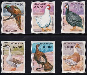 66 ニカラグア【未使用】＜「1985 SC#1465-1470 鳥」 6種完 ＞