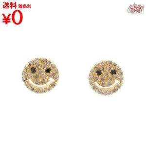 買蔵 スマイル ダイヤモンド ピアス 0.4ct K18 イエローゴールド YG アクセサリー