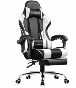 【1円出品】GTRacing ゲーミングチェア オットマン付き デスクチェア pcチェア 椅子 140°リクライニング JP-GT002F-WT