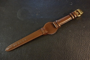 ◆台座付 D-Buckle Vintage Belt◆フランス産カーフ Custom Order(台座SIZE/BUCKLE COLOR) 18mm CHOCOLATE BROWN 受注生産 腕時計ベルト