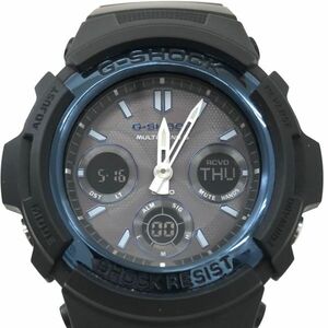 超美品 CASIO カシオ G-SHOCK ジーショック AWG-M100A-1A 腕時計 電波ソーラー マルチバンド6 アナデジ ラウンド ブラック 動作確認済み