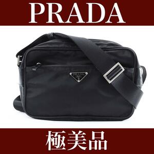極美品　PRADA プラダ　カメラバッグ　ポコノ　ブラック　24042403