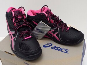 #【タグ付】asics アシックス LADY GELFLASH 5 TBF401 ブラック×ピンク 22.5cm バスケットボールシューズ レディース ジュニア（札）