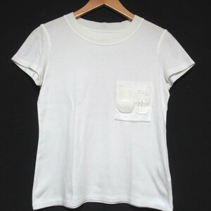 美品 19SS HERMES エルメス 刺繍ポケット クルーネック 半袖 Tシャツ カットソー 34サイズ ホワイト